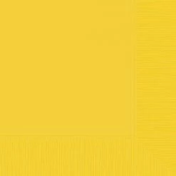 Amscan Party Supplies Lunch Napkins 2 Ply 33cm X 33cm Yellow 20 Pack