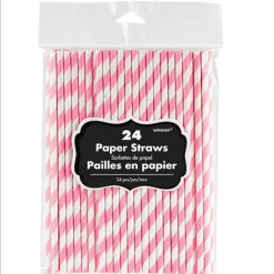 Amscan Party Supplies Paper Straws Pink 24 Pack